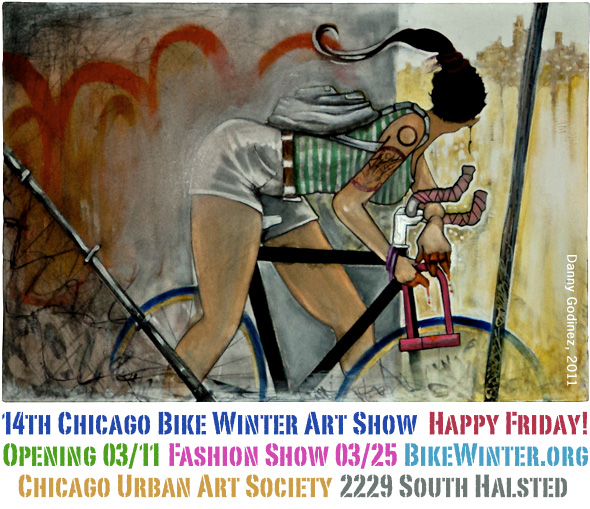 14th Bike Winter Art Show, Mar 11 - 25, 2011 at Chicago Urban Art Society. Image: Danny Godinez, 2011